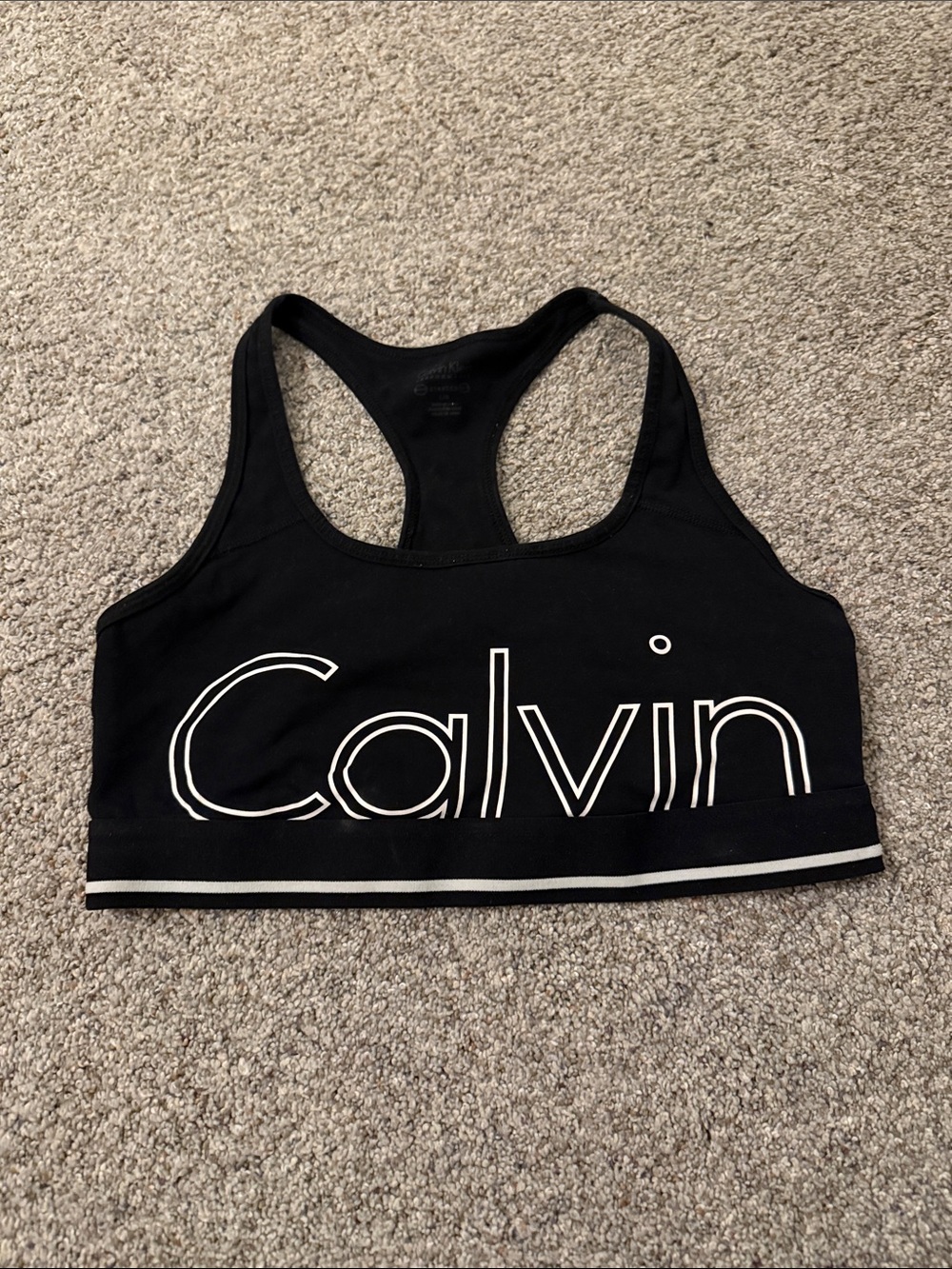 Calvin Klein Black Logo Racerback Sports Bra size Large